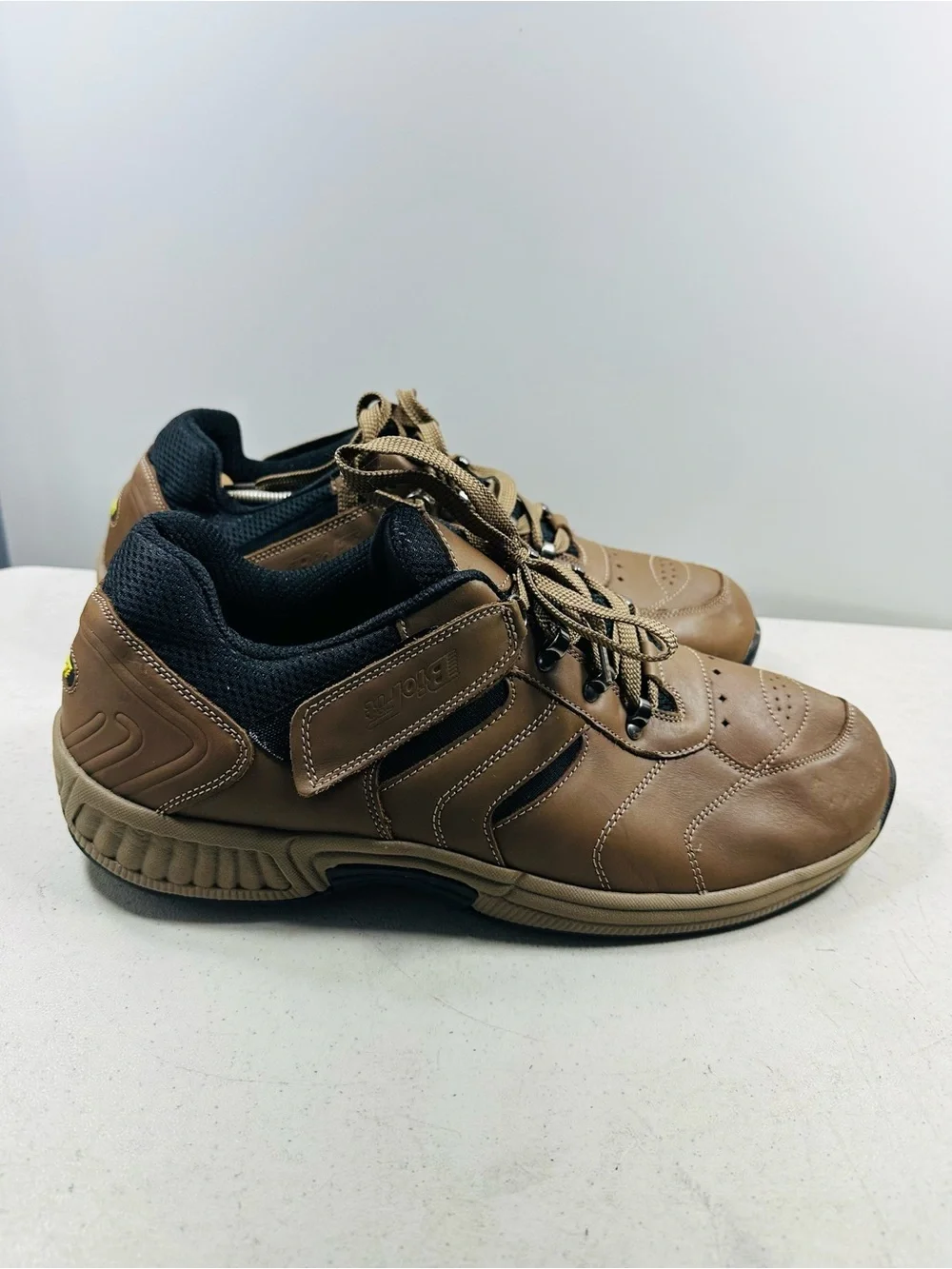 Orthofeet Bio Feet Brown Leather Shreveport Tie-Less Support Shoes Men's Size 14
